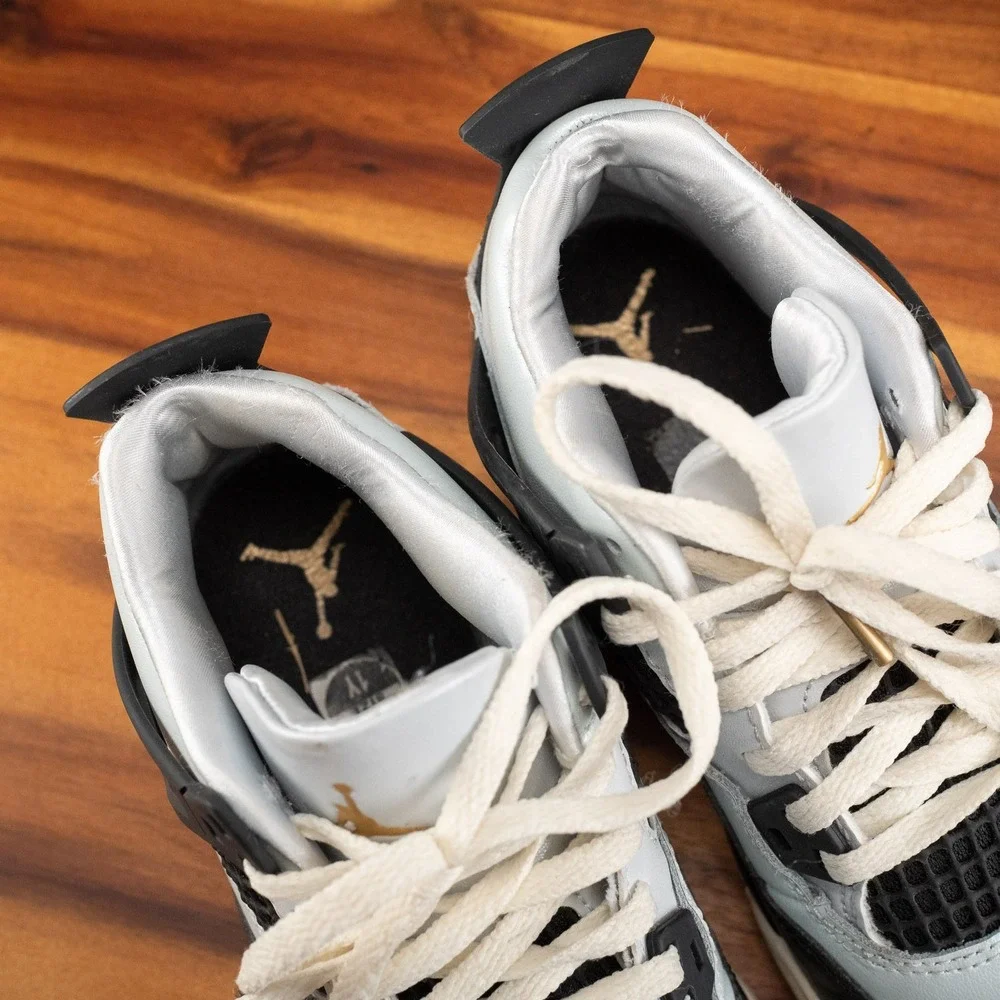Air Jordan 4 Retro Ps Preschool 'Platinum Gold' Black Fz8586-070 Kids Size 1Y